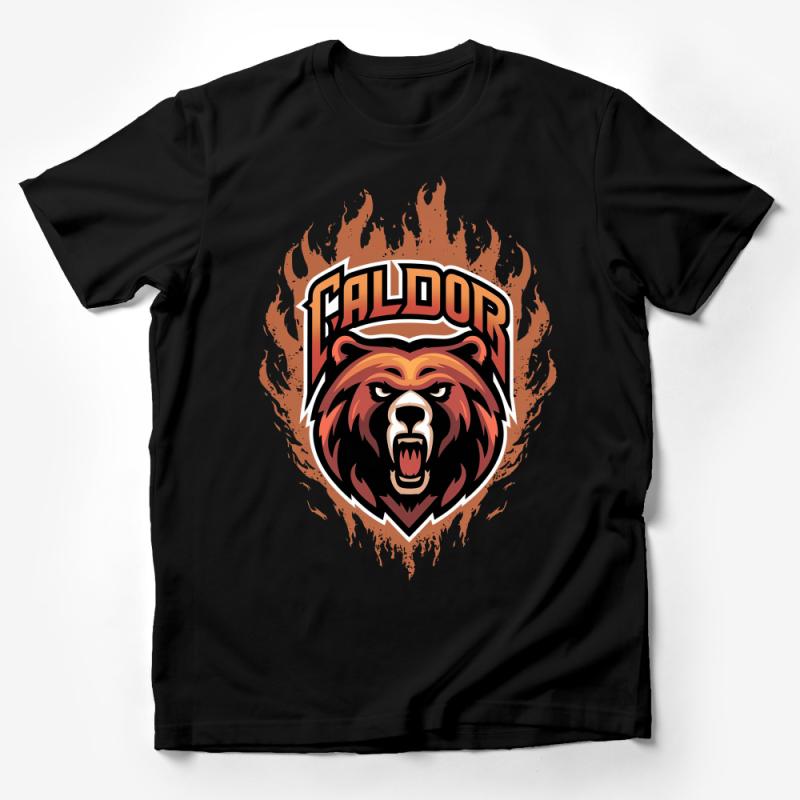 Men's Graphic Bear T-Shirt, Fiery Animal Print Tee, Casual Streetwear, Trendy Flame Design Top, Urban Fashion, Bold Statement Shirt Male T-Shirt