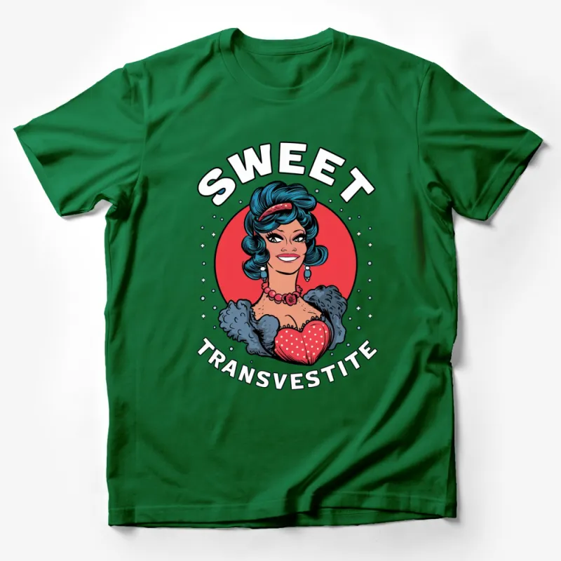 Vintage Style Sweet Transvestite T-Shirt, Retro Drag Queen Art, Bold Fashion Graphic Tee Male T-Shirt