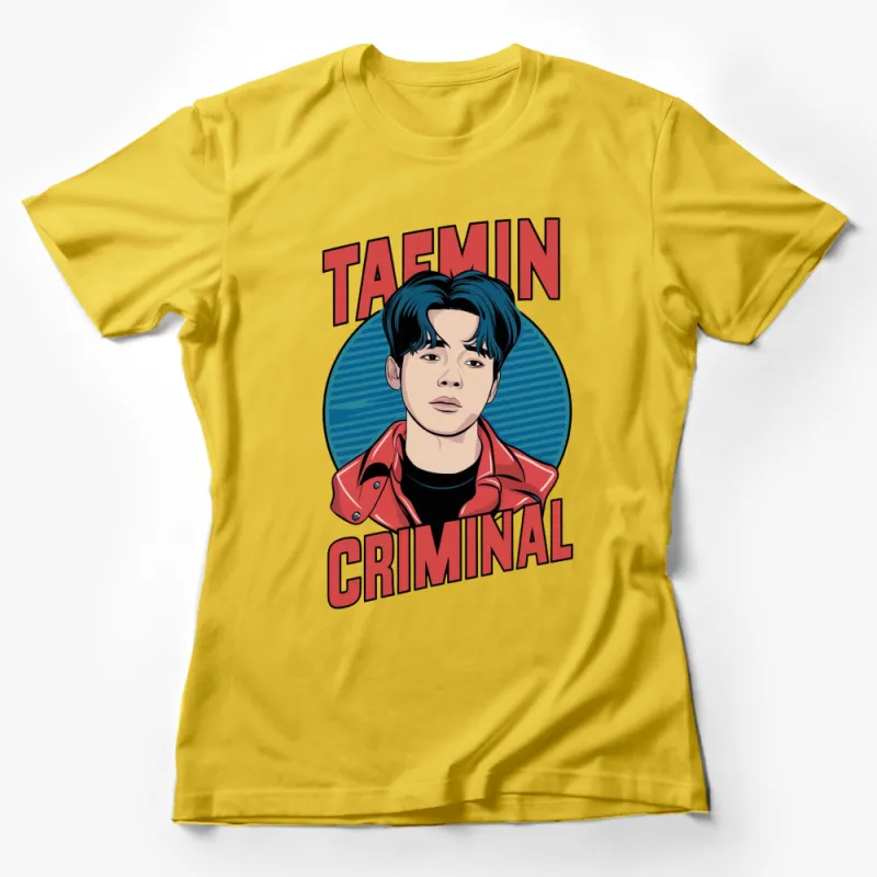 Taemin Criminal Inspired Retro Pop Art Graphic T-Shirt, Vintage Style Music Fan Tee, Bold Colors Female T-Shirt