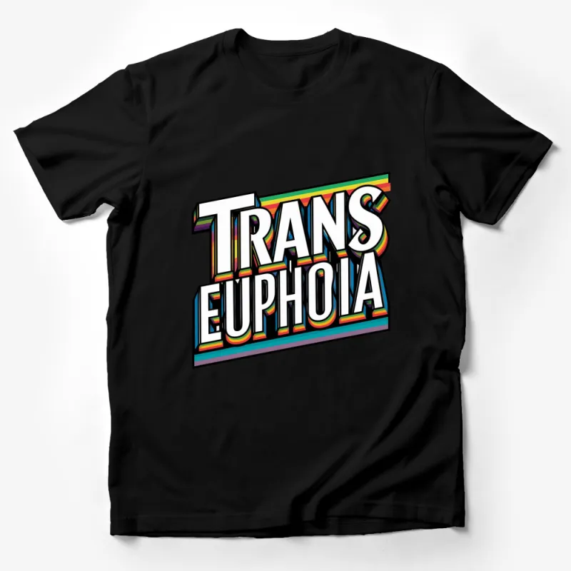 Trans Euphoria Bold Graphic T-Shirt, Rainbow Pride Colorful Shirt, Unisex Fashion Statement Tee Male T-Shirt