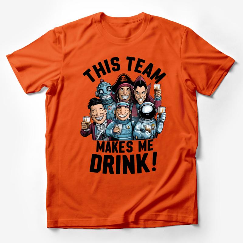 Fun Team Drinking T-Shirt, Cartoon Characters Booze Party Tee, Group Celebration Shirt, Unique Social Gathering Outfit, Unisex Tee Male T-Shirt