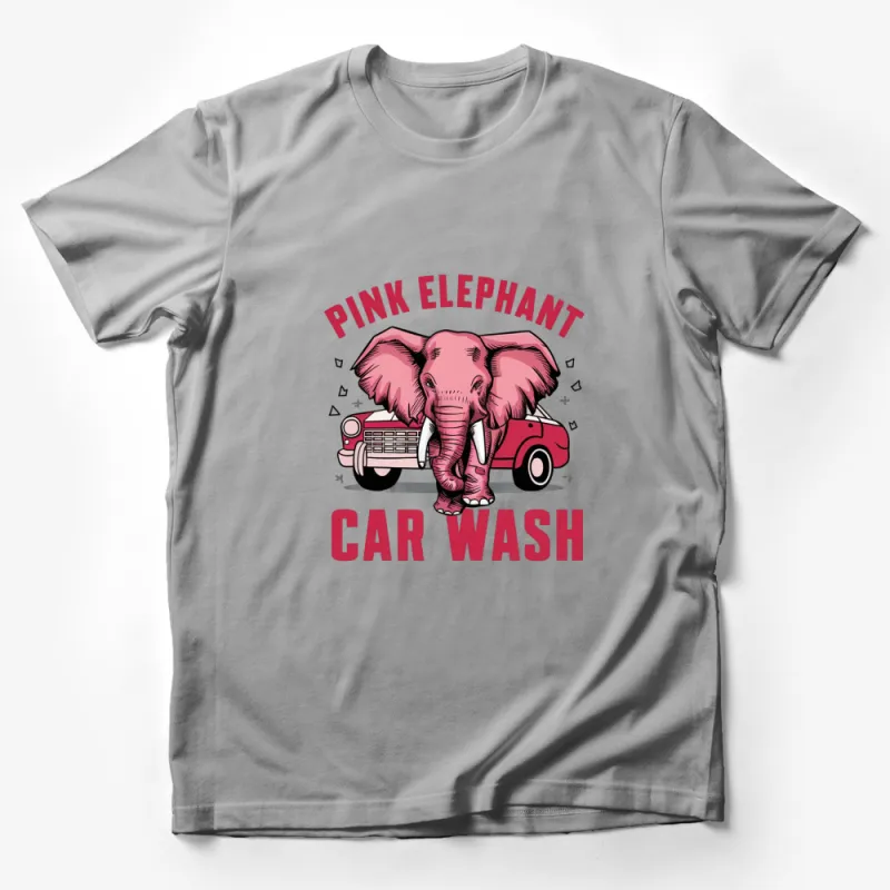 Pink Elephant Car Wash Vintage Style T-Shirt, Retro Animal Graphic Tee, Unisex Cotton Shirt Male T-Shirt