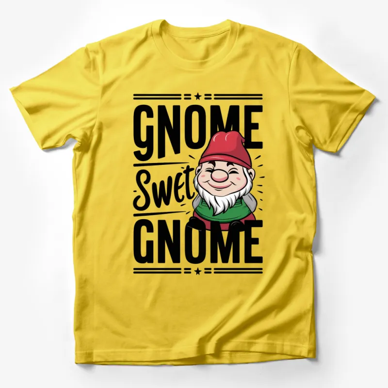 Gnome Sweet Gnome Funny T-Shirt, Cute Garden Gnome Graphic Tee, Unisex Casual Outfit Male T-Shirt