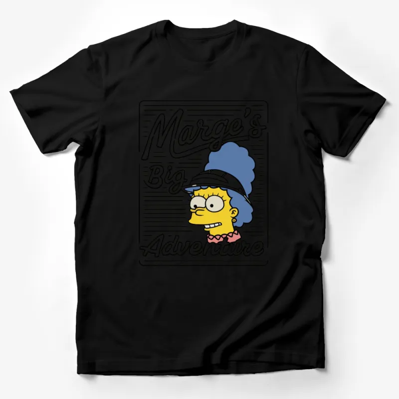 Marge's Big Adventure Yellow Cartoon T-Shirt, Vintage Style Graphic Tee, Casual Apparel for All Male T-Shirt