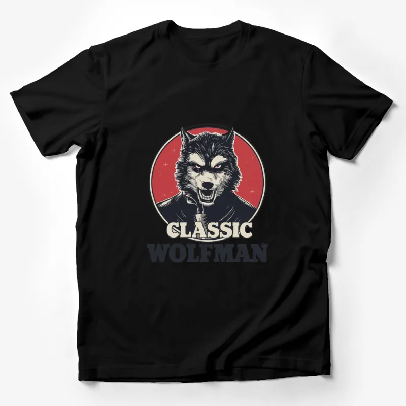 Classic Wolfman Graphic T-Shirt, Vintage Style Wolf Design, Bold Animal Print Tee, Unisex Male T-Shirt