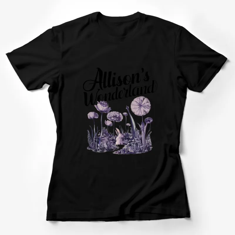 Wonderland Inspired Floral T-Shirt - Allison's Wonderland Whimsical Design, Botanical Art Tee, Unique Gift for Her Female T-Shirt