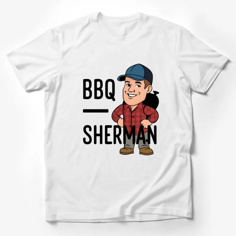 BBQ Sherman Cartoon Character T-Shirt, Funny Barbecue Chef Graphic Tee, Casual Wear for Men and Women Male T-Shirt