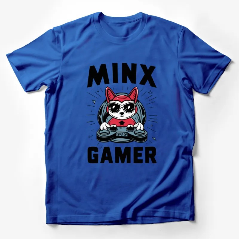 Cool Minx Gamer Cat T-Shirt, Trendy Gaming Tee, Youthful Hipster Style Top, Retro Sunglasses Male T-Shirt