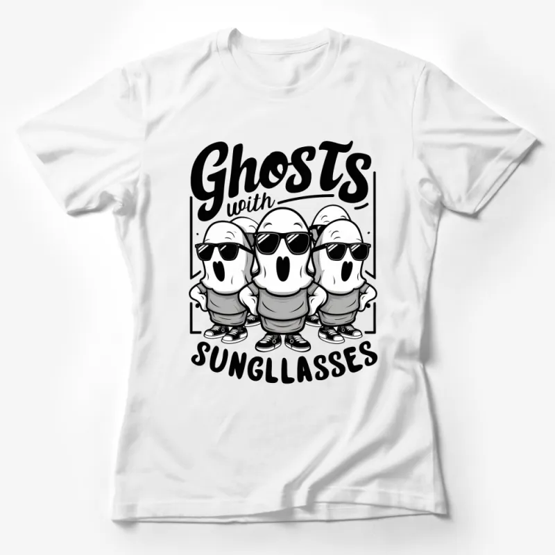 Ghosts with Sunglasses T-Shirt, Cool Ghost Graphic Tee, Unisex Ghost Design Shirt, Halloween Fun Apparel Female T-Shirt