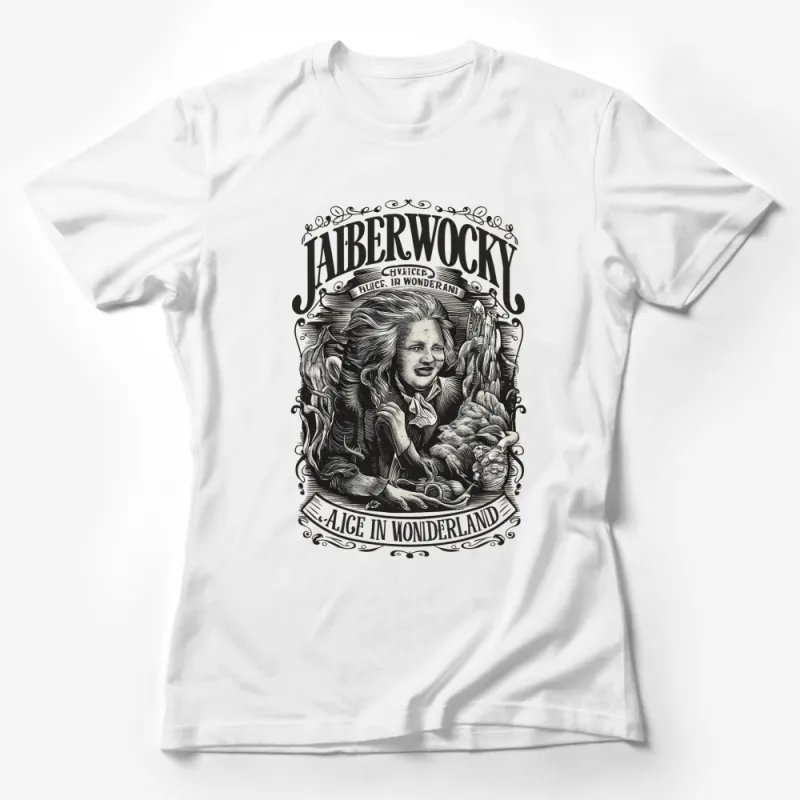 Alice in Wonderland Jabberwocky Themed T-Shirt, Vintage Style Graphic Tee, Unique Literary Gift Female T-Shirt