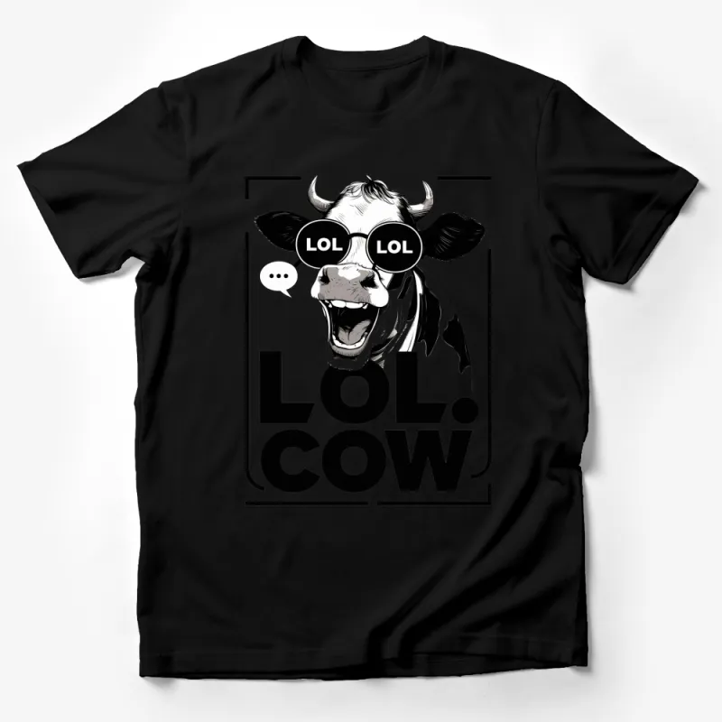 Funny LOL Cow T-Shirt, Black and White Laughing Cow Graphic Tee, Unisex Casual Shirt Male T-Shirt