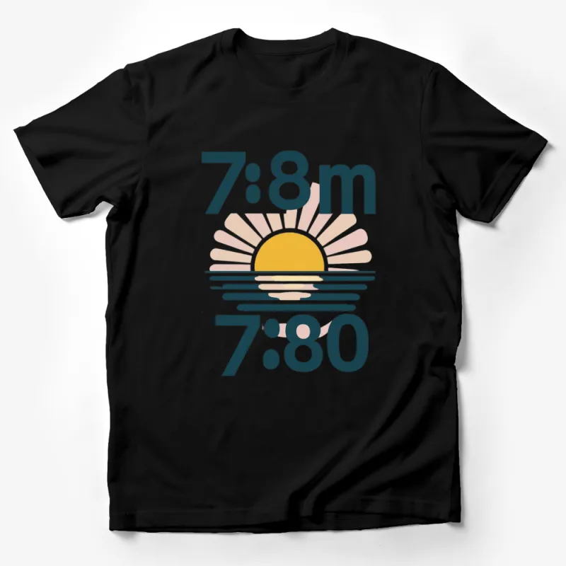 Retro Sunset Graphic T-Shirt, Vintage Style Sun Tee, Soft Cotton Unisex Casual Wear, Trendy Aesthetic Top Male T-Shirt