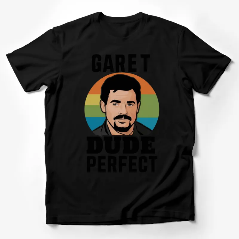 Dude Perfect Garet Portrait Graphic T-Shirt, Colorful Retro Style Casual Top, Unisex Fashion Tee Male T-Shirt