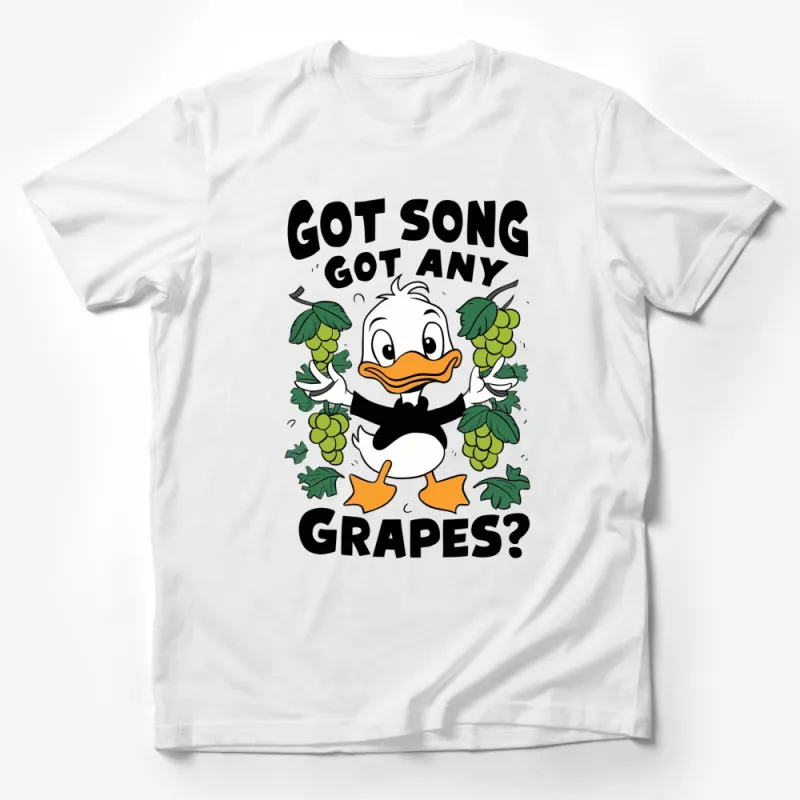 Funny Duck T-Shirt, Got Song Got Any Grapes? Cartoon Graphic Tee, Unisex Cotton Shirt Male T-Shirt