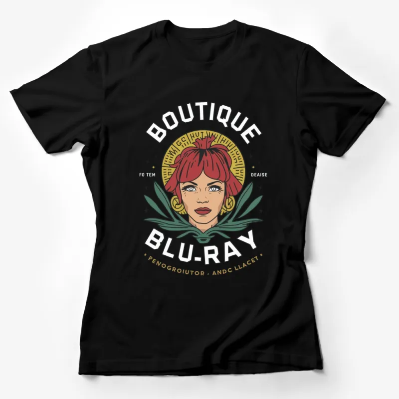 Boutique Blu-ray Redhead Girl Vintage Style Graphic T-Shirt, Unique Artist Design, Casual Wear Female T-Shirt