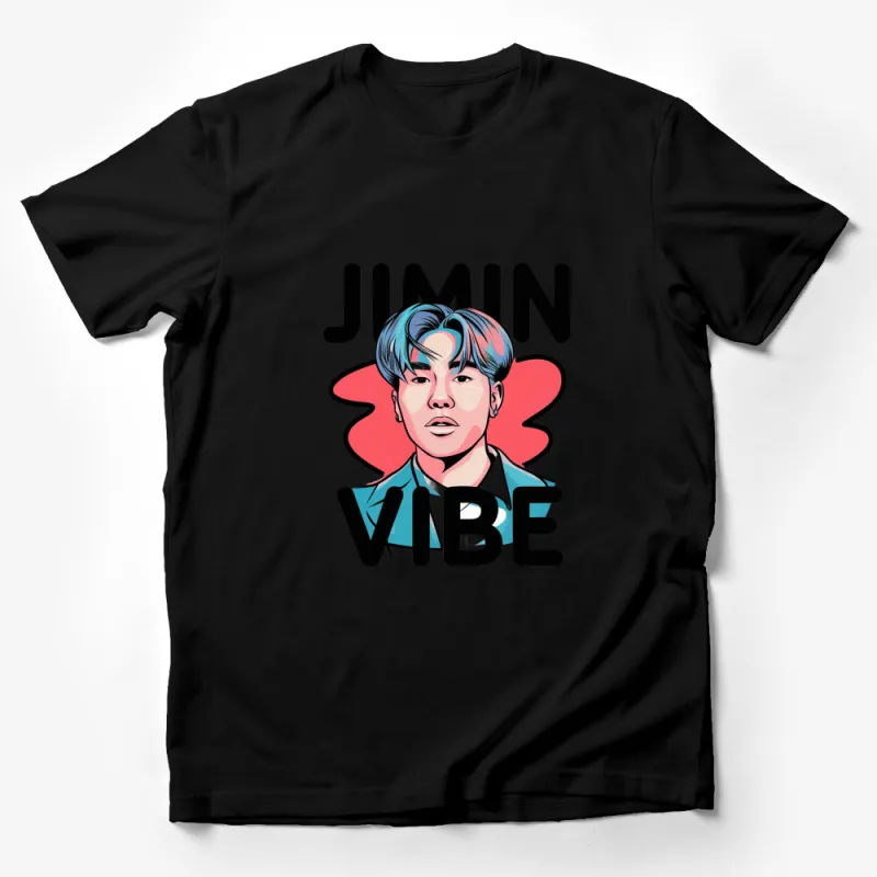 Trendy Pop Art Style Portrait T-Shirt, Cool Graphic Jimin Vibe Tee, Unisex Fashion Male T-Shirt