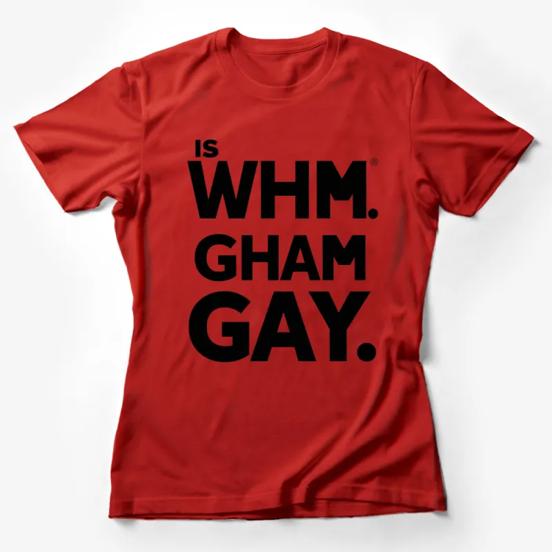 Bold Statement T-Shirt IS WHM. GHAM GAY. White on Black Tee, Unisex Graphic Shirt, Modern Typographic Fashion Trend Female T-Shirt