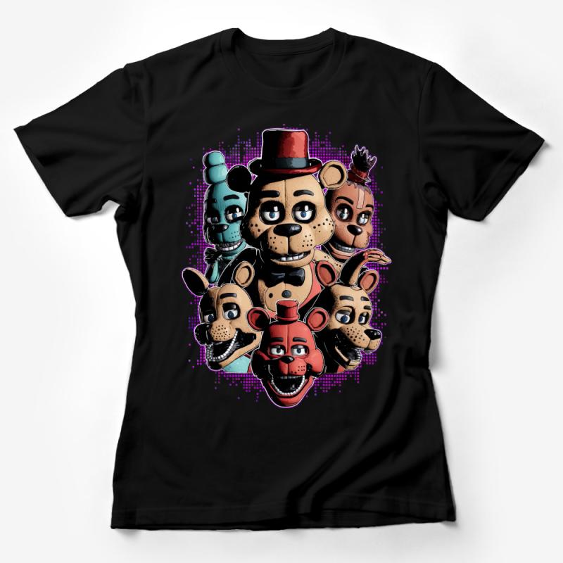 Retro Vintage Animatronic Family T-Shirt, Cool Robot Bear Graphic Tee, Unisex Casual Top, Gift for Gamers Female T-Shirt