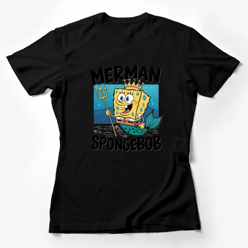 Merman SpongeBob T-Shirt, Cartoon King of Ocean, Fun Underwater Adventure Tee for All Ages Female T-Shirt