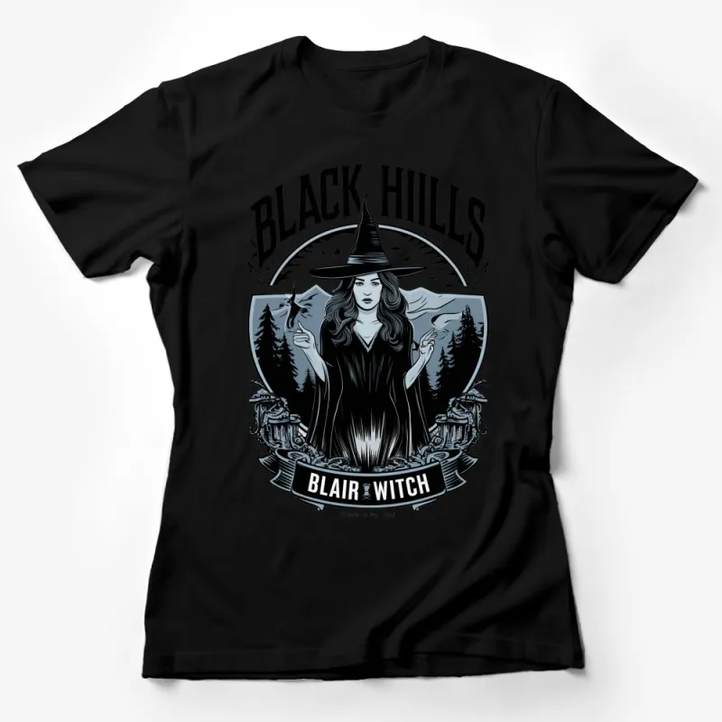 Black Hills Blair Witch Graphic T-Shirt, Witch and Forest Design, Dark Fantasy Art, Unisex Tee Female T-Shirt