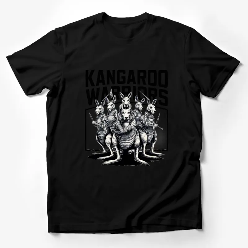 Kangaroo Warriors T-Shirt, Unique Graphic Tee, Animal Samurai Shirt, Bold Illustration Top Male T-Shirt