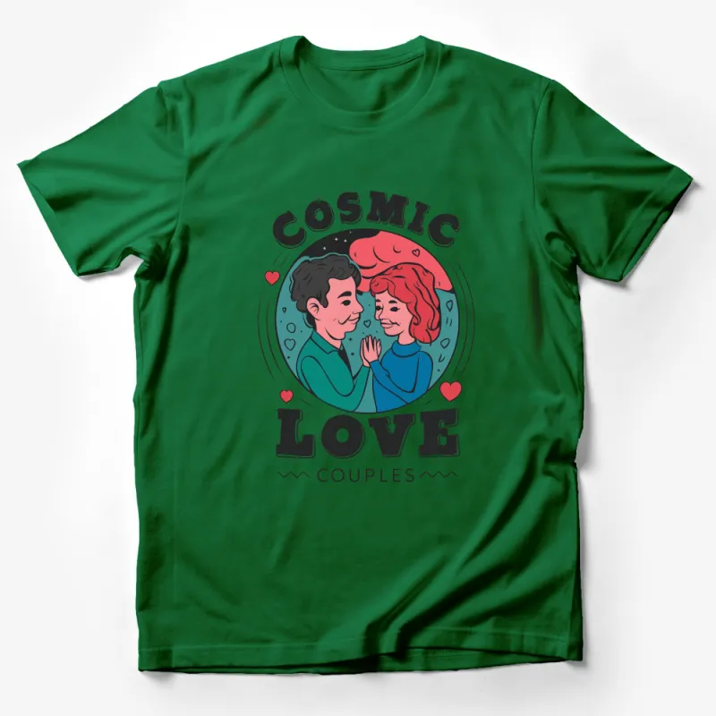 Cosmic Love Couples T-Shirt, Cute Romantic Space Themed Tee, Unisex Graphic Shirt for Valentine's Day Male T-Shirt