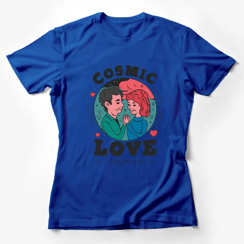 Cosmic Love Couples T-Shirt, Cute Romantic Space Themed Tee, Unisex Graphic Shirt for Valentine's Day Female T-Shirt