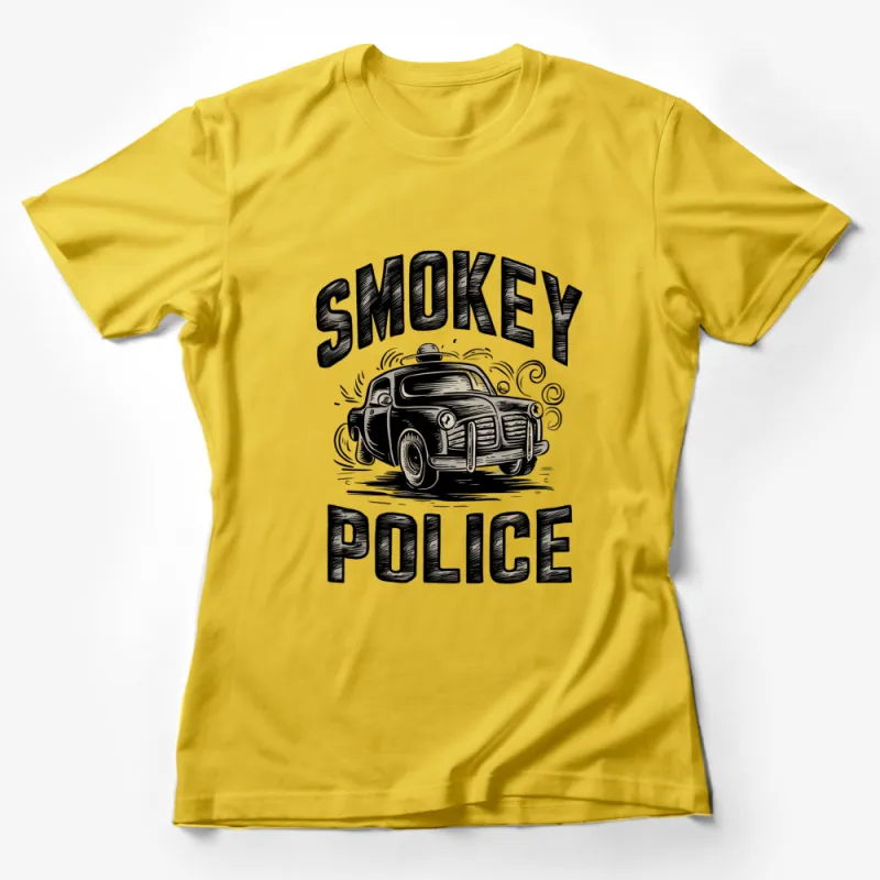 Vintage Smokey Police Car T-Shirt, Classic Car Enthusiast Tee, Retro Police Officer Gift Female T-Shirt