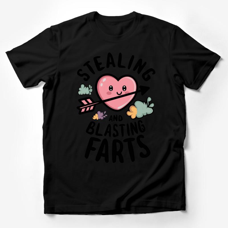 Whimsical Farting Heart T-Shirt, Funny Graphic Tee, Cute Cartoon Casual Shirt, Unisex Gift Male T-Shirt