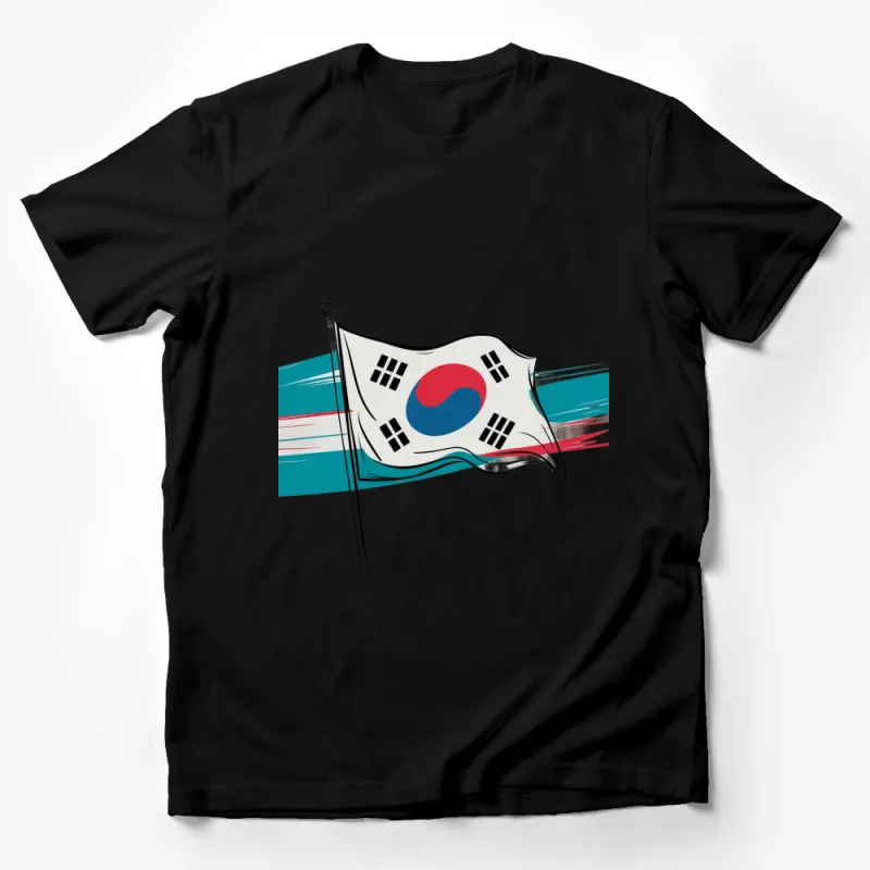 South Korea Flag T-Shirt, Colorful Korean Flag Graphic Tee, Patriotic Apparel Male T-Shirt