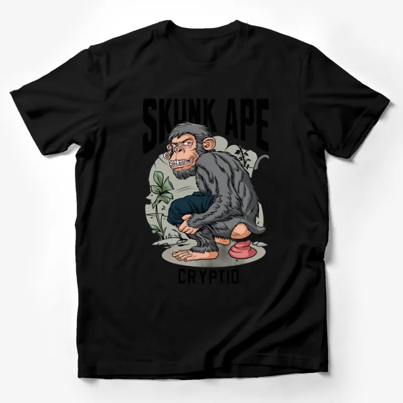 Skunk Ape Cryptid Monkey Graphic Tee, Unique Cryptozoology T-Shirt, Unisex Male T-Shirt