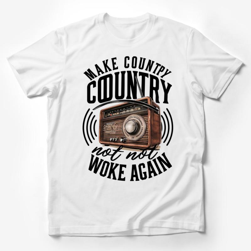 Vintage Radio Graphic Tee, Make Country Not Woke Again, Retro Music Lover T-Shirt, Unisex Casual Apparel, Gift for Music Fans Male T-Shirt