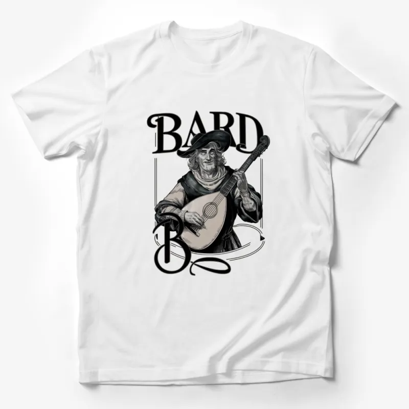 Bard Musician Graphic T-Shirt, Medieval Lute Player Design, Vintage Style Music Lover Tee, Unique Art Illustration Shirt Male T-Shirt