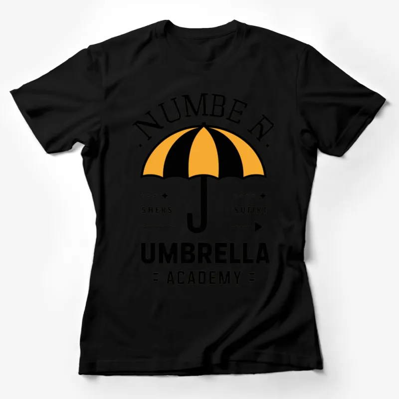 Number One Umbrella Academy T-Shirt, Graphic Tee, Black and Yellow, Cool Casual Wear, Unisex T-Shirt Design Female T-Shirt