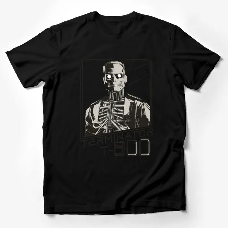 Terminator T-800 Graphic T-Shirt, Vintage Sci-Fi Robot Design, Movie Inspired Clothing Male T-Shirt