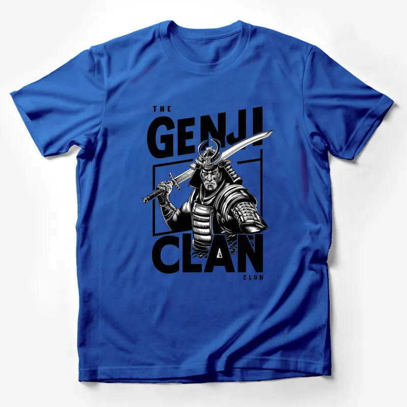 The Genji Clan Samurai Warrior T-Shirt, Traditional Japanese Art Style Tee, Black and White Graphic Shirt Male T-Shirt