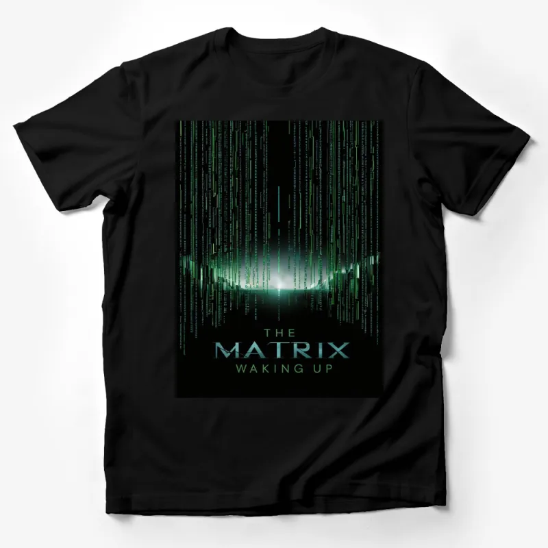 The Matrix Waking Up Movie Poster T-Shirt, Cyberpunk Sci-Fi Design, Unique Graphic Tee, Unisex Apparel Male T-Shirt