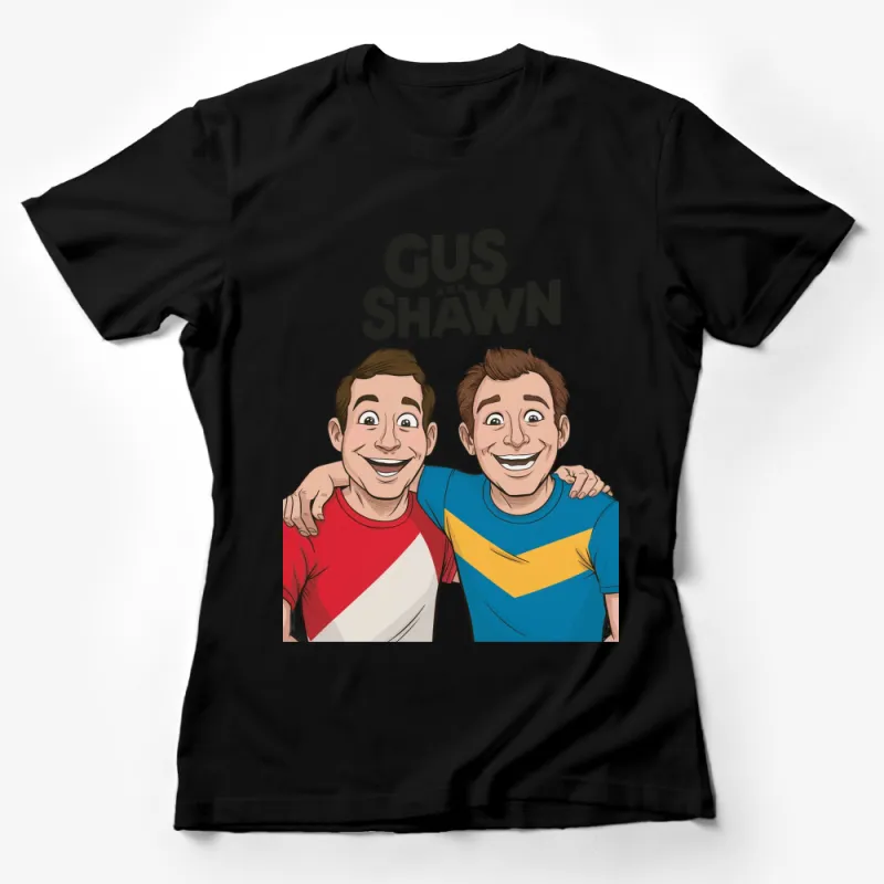 Gus and Shawn Cartoon Character Friends T-Shirt, Colorful Graphic Tee Female T-Shirt