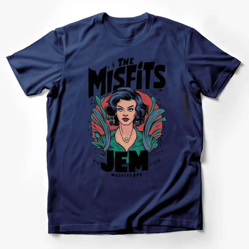 Retro Jem Rock Band T-Shirt, Vintage Comic Style The Misfits, Unique Graphic Tee, Unisex Apparel Male T-Shirt