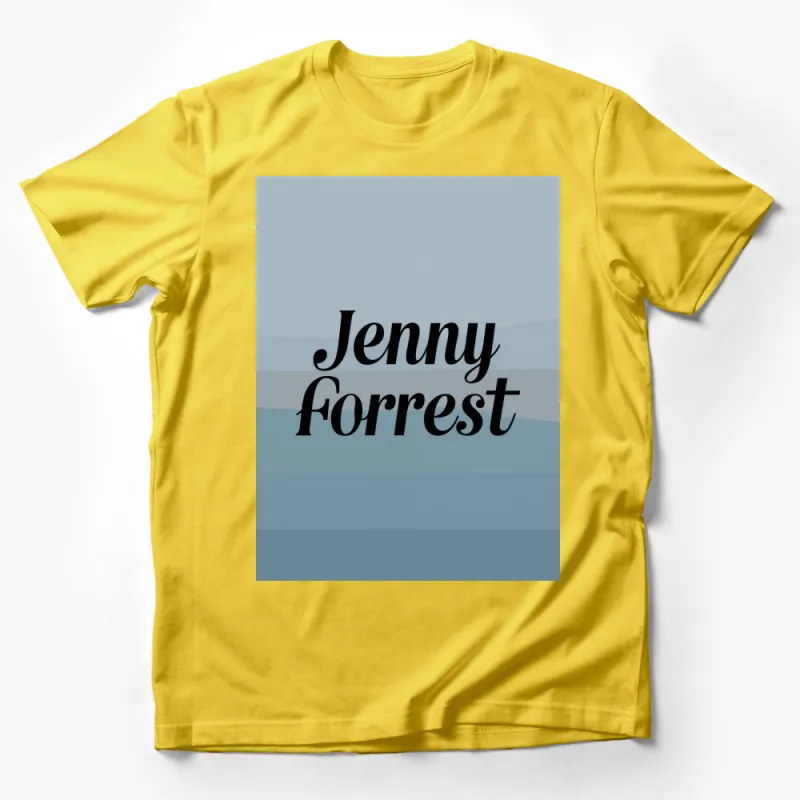 Jenny Forrest Modern Typographic Design T-Shirt, Stylish Unisex Graphic Tee, Casual Wear Male T-Shirt