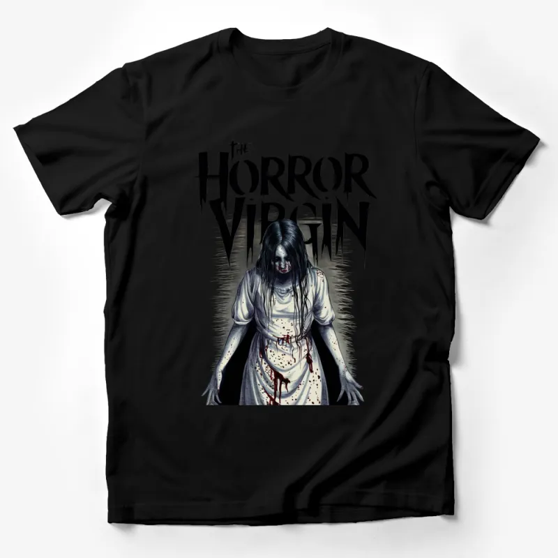 The Horror Virgin Graphic T-Shirt, Spooky Horror Movie Fan Tee, Unisex Cotton Shirt Male T-Shirt