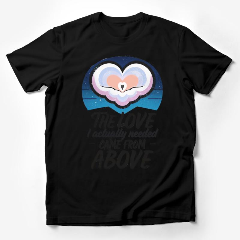 Inspirational Quote T-Shirt, The Love From Above Heart Design, Casual Soft Cotton Tee, Unisex Adult Clothing, Gift for Believers Male T-Shirt