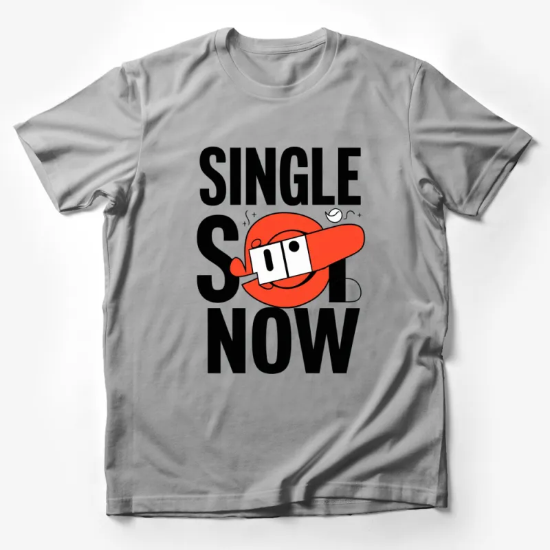 Single Now Graphic T-Shirt, Bold Typography, Funny Single Life Red and Black Tee Male T-Shirt