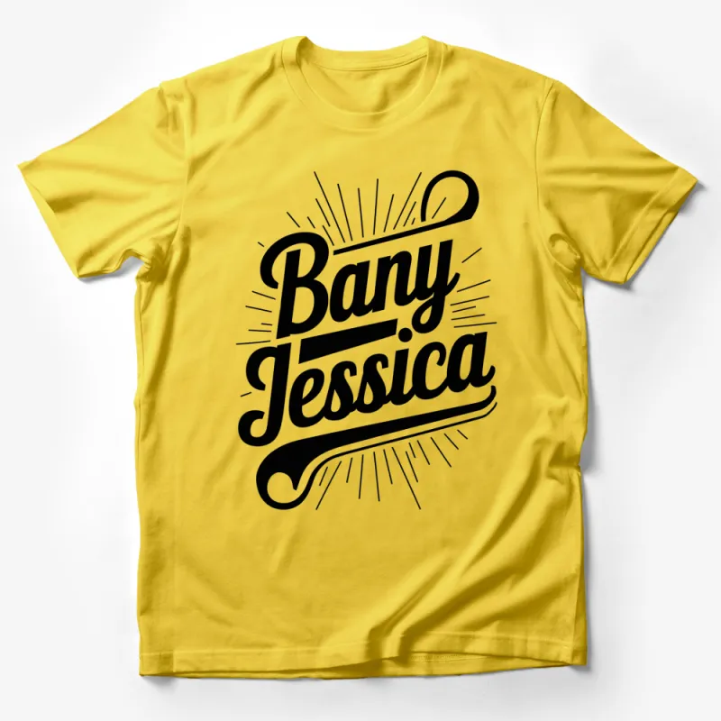 Jessica Bany Custom Name T-Shirt, Personalized Text Graphic Tee, Stylish Calligraphy Design Top Male T-Shirt