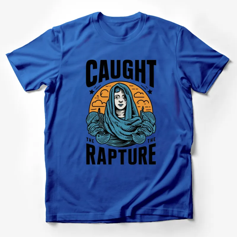 Caught The Rapture Graphic T-Shirt, Religious Event Art Tee, Vintage Style Soft Fabric, Unisex Male T-Shirt