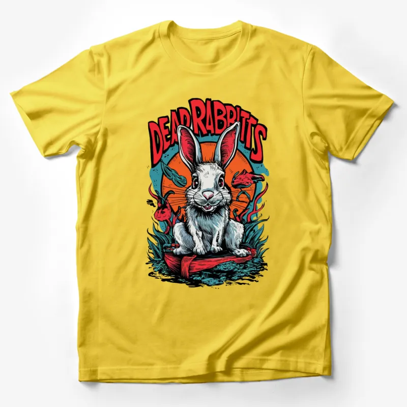 Dead Rabbits Graphic T-Shirt, Bold Colorful Rabbit and Carrot Design, Unisex Tee for All Ages Male T-Shirt