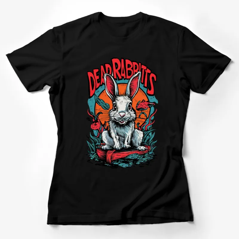 Dead Rabbits Graphic T-Shirt, Bold Colorful Rabbit and Carrot Design, Unisex Tee for All Ages Female T-Shirt