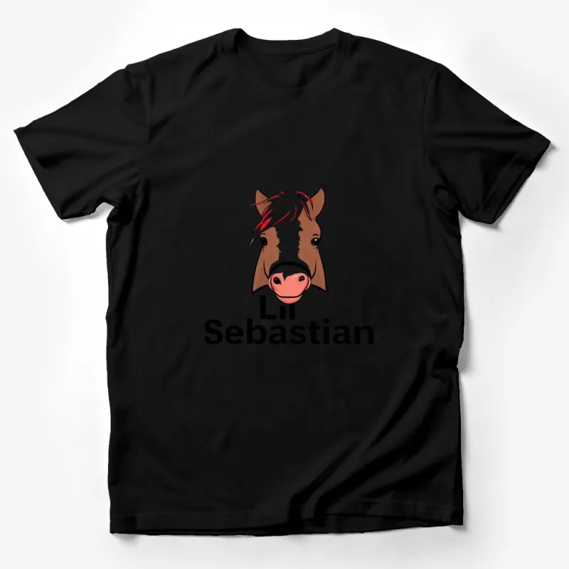 Lil Sebastian Horse Graphic T-Shirt, Cute Farm Animal Tee, Unisex Casual Shirt for Animal Lovers Male T-Shirt