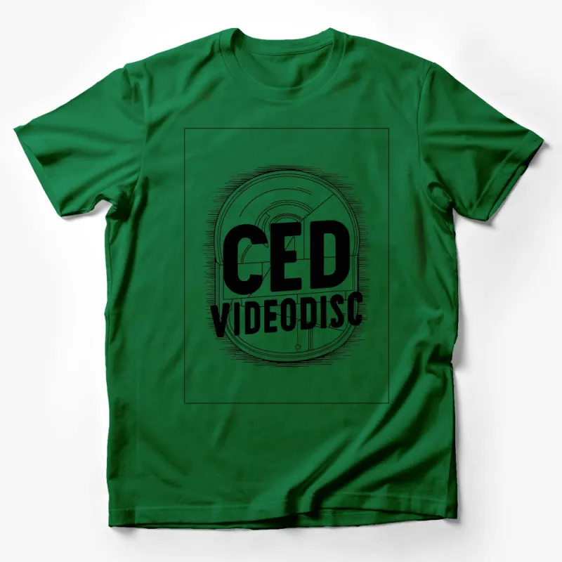 Retro CED Videodisc Graphic T-Shirt, Vintage Style Black and White Tee, Classic Tech Design Casual Wear Male T-Shirt