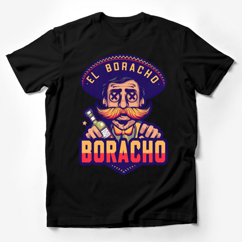 Funny El Borracho T-shirt, Mustache Mexican Themed Party Tee, Fiesta Celebration, Humorous Graphic Shirt, Unisex Casual Top Male T-Shirt